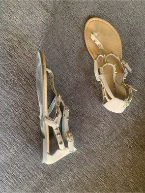 Wild Diva Beige Gladiator Sandals with Gold Studs